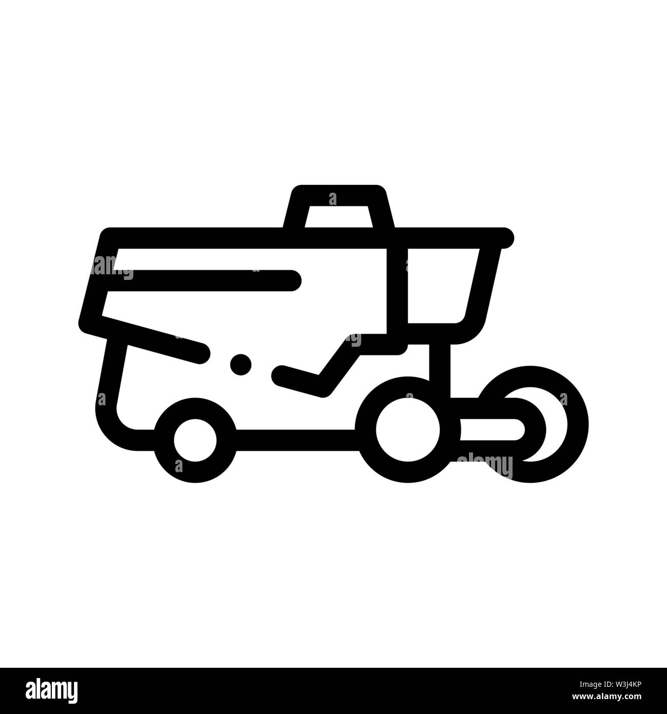Reaping Harvester Vehicle Vector Thin Line Icon Stock Vector