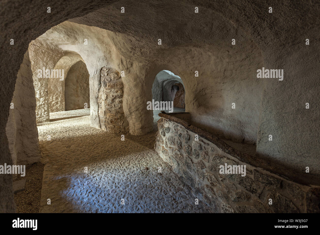 cave dwellings in San Benedetto in Perillis Stock Photo