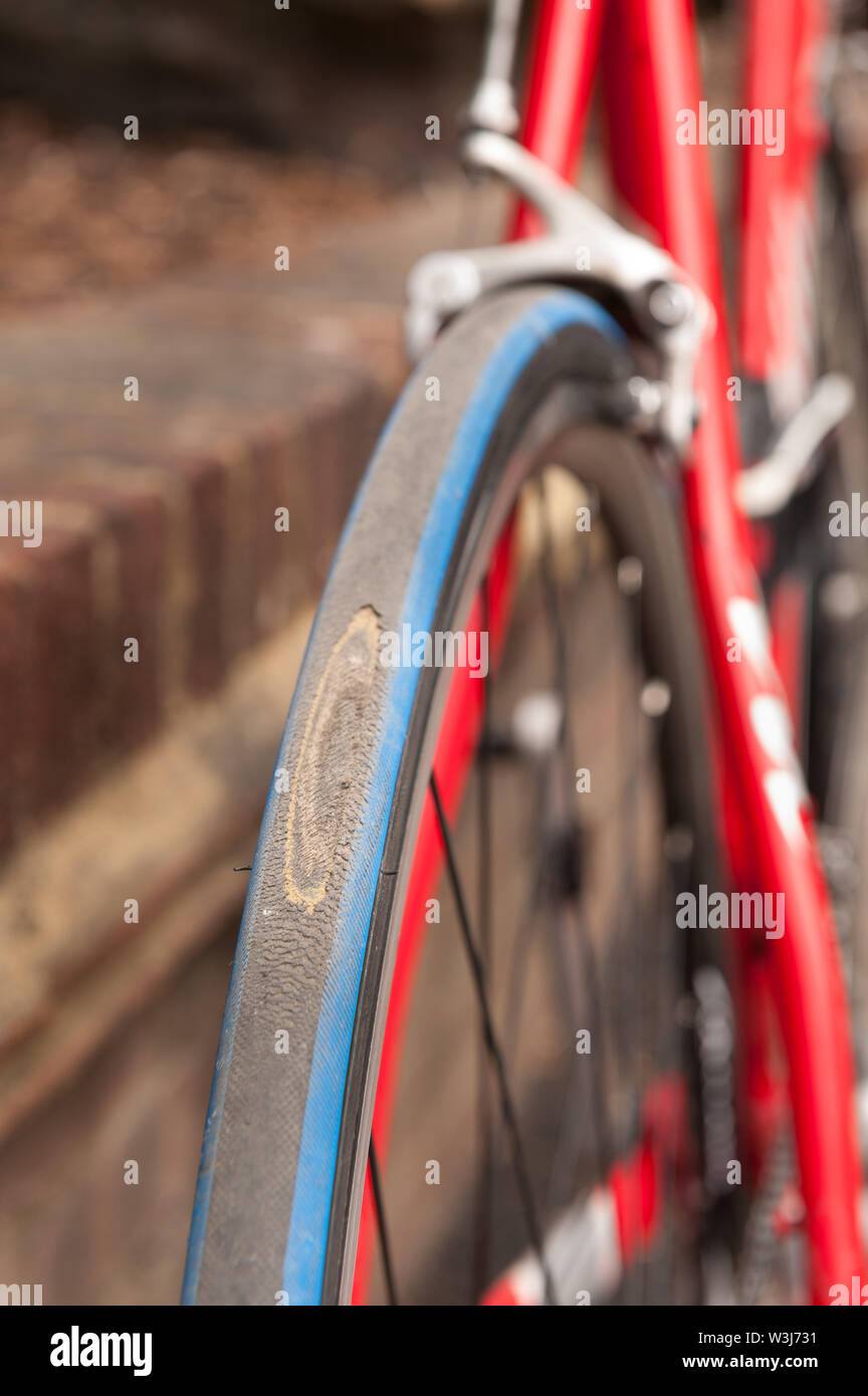 Damage caused by smashed broken derailleur causing wheel to lock and jam due to poor potholed