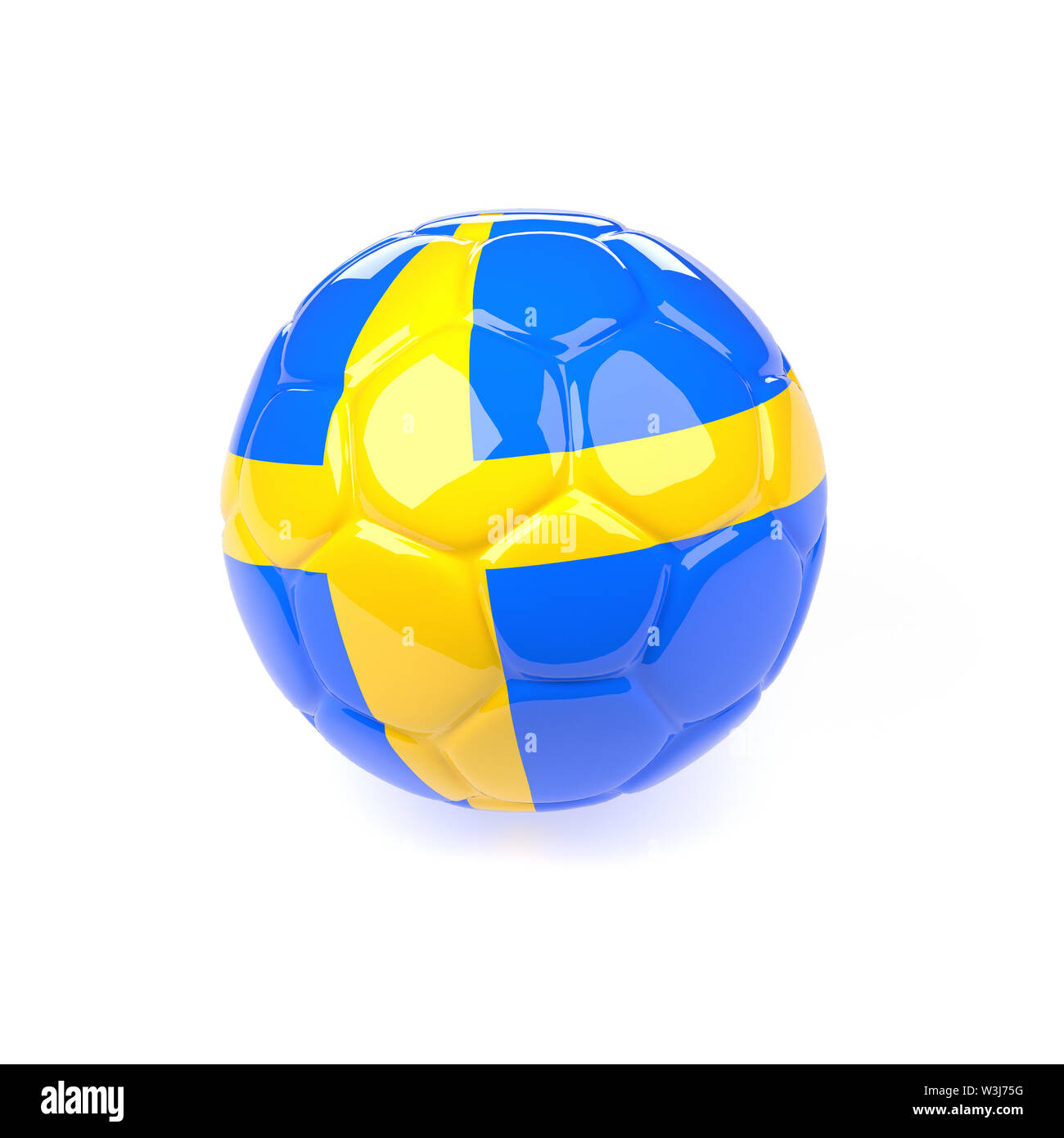 Soccer ball with the flag of Sweden on a white background, 3d rendering Stock Photo