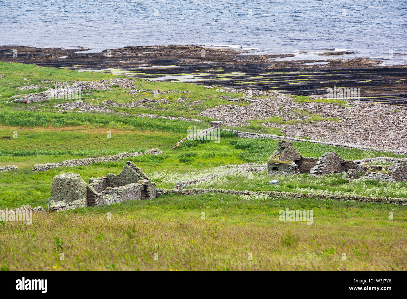 The farm of Skaill, and Brough Farm on the Westness heritage trail on Rousay, Orkney, Scotland