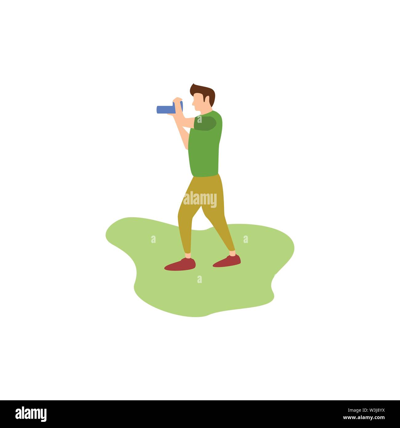 A man taking a photos in the park, Human Hobbies Photography Stock Vector