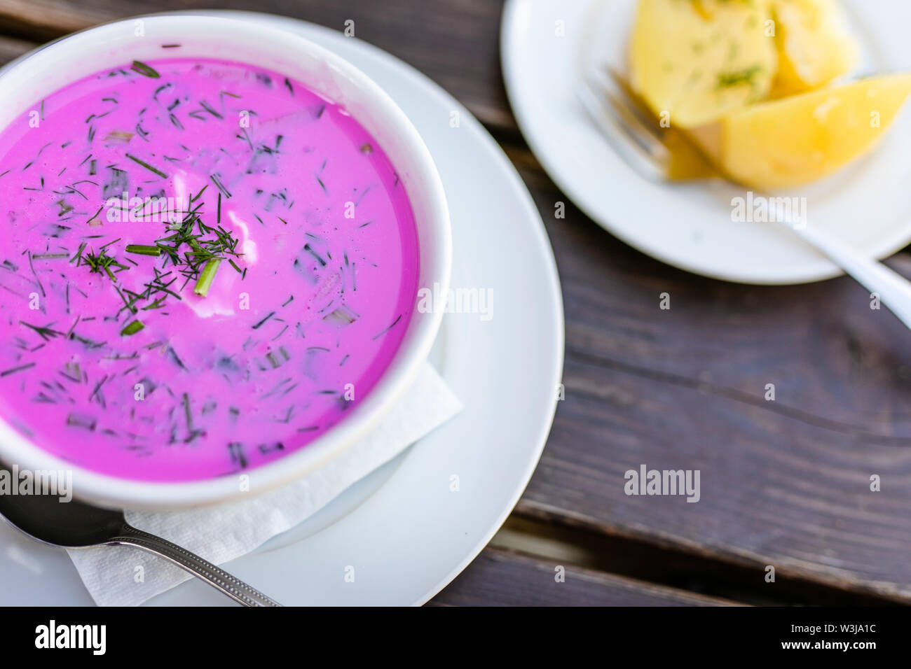Traditional lithuanian cold beetroot pink soup Stock Photo Alamy