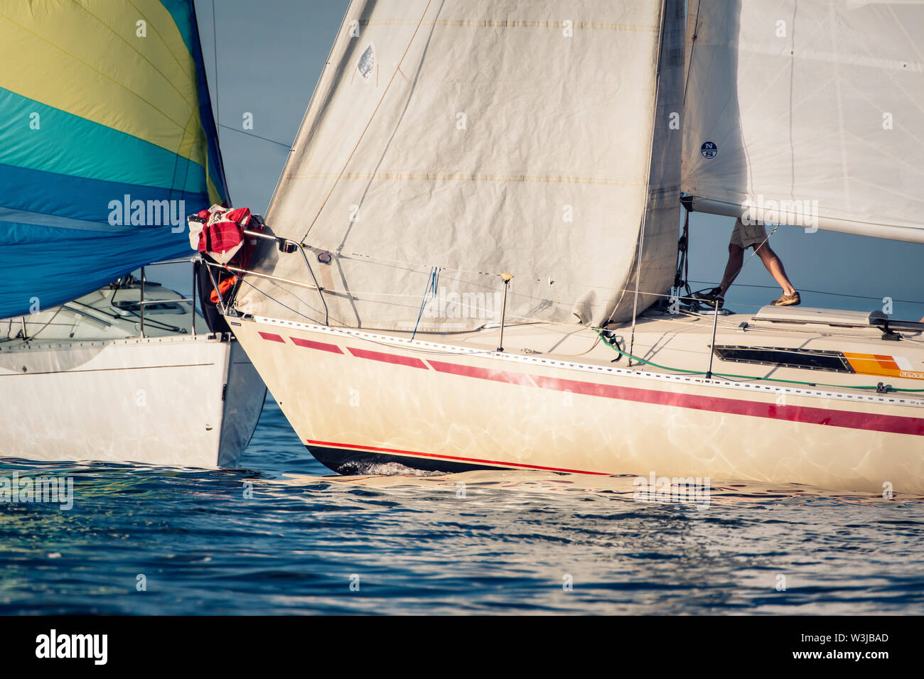 two sailboats started at the same location