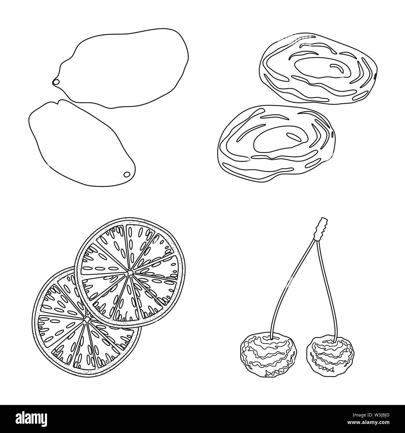 Isolated object of food and raw symbol. Collection of food and nature ...