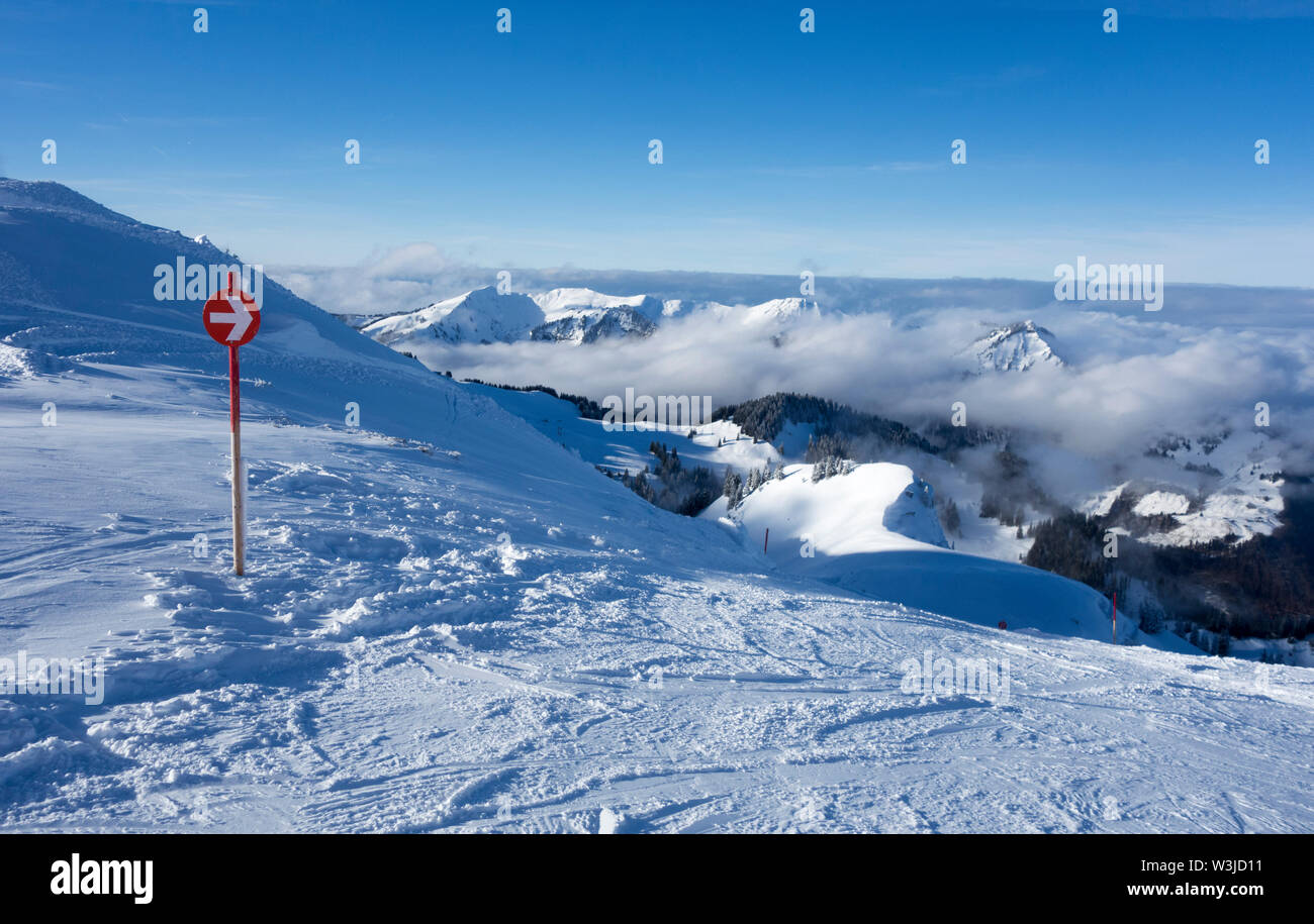 Red ski piste sign at a ski area Stock Photo - Alamy