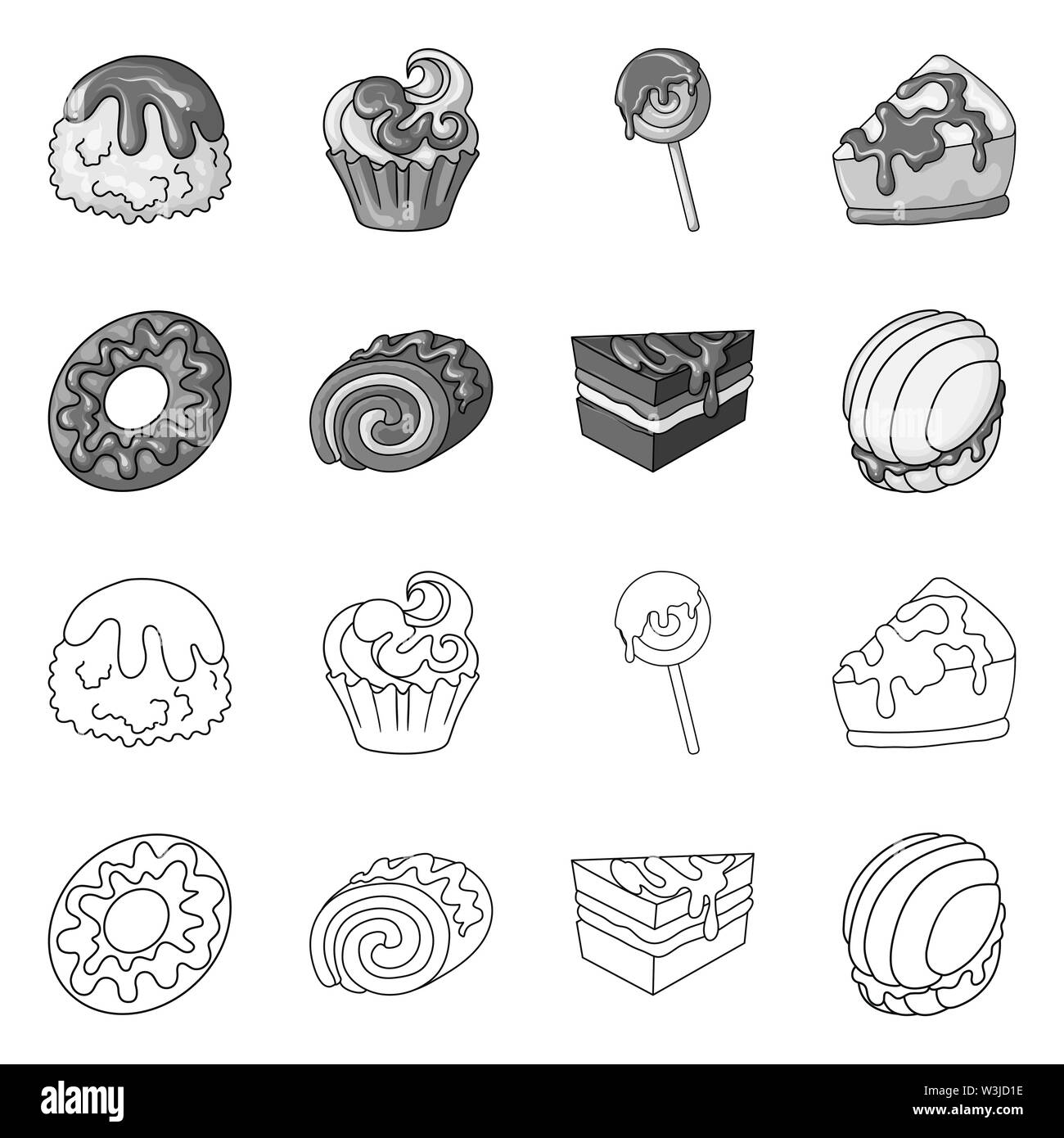 Vector illustration of confectionery and culinary icon. Set of