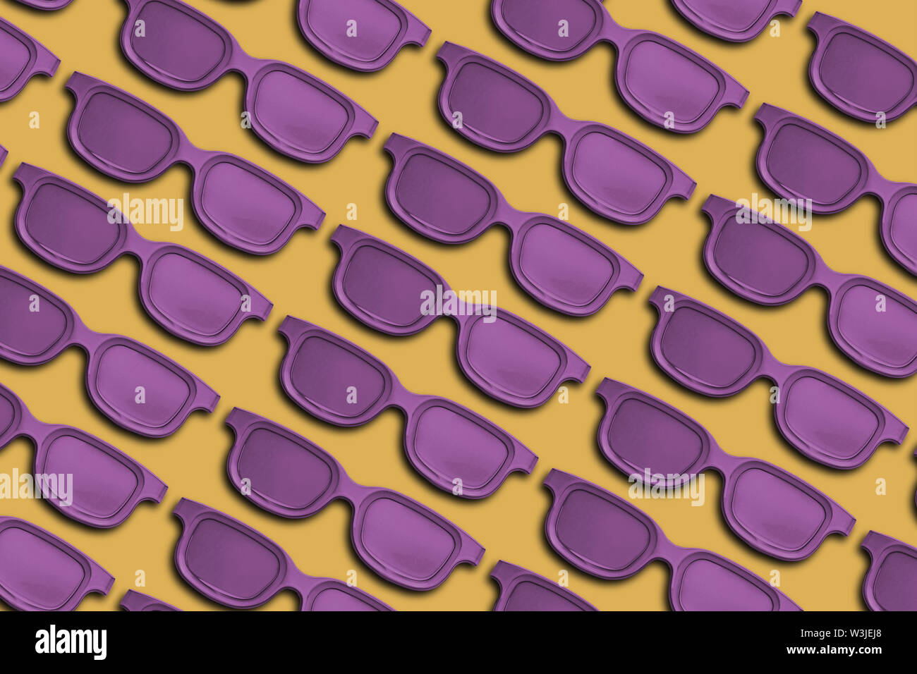 Creative pattern  purple Glasses background. Summer concept. Stock Photo