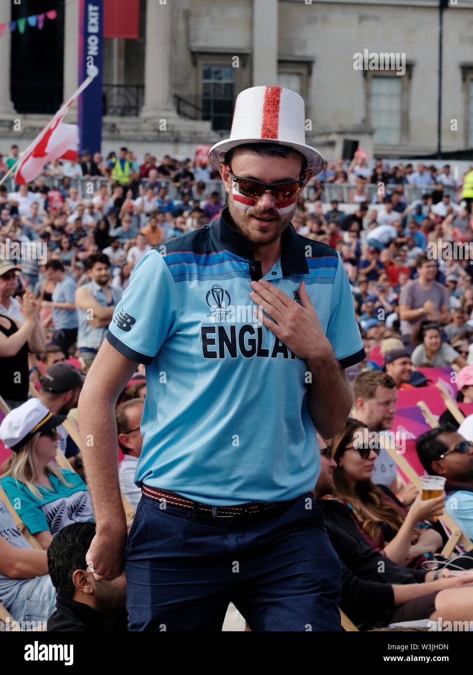 England Cricket Supporter Places Hand on Heart During Cricket World Cup