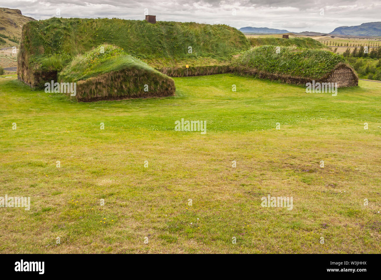 Traditional viking house in Pjodveldisbaer - Iceland. Stock Photo