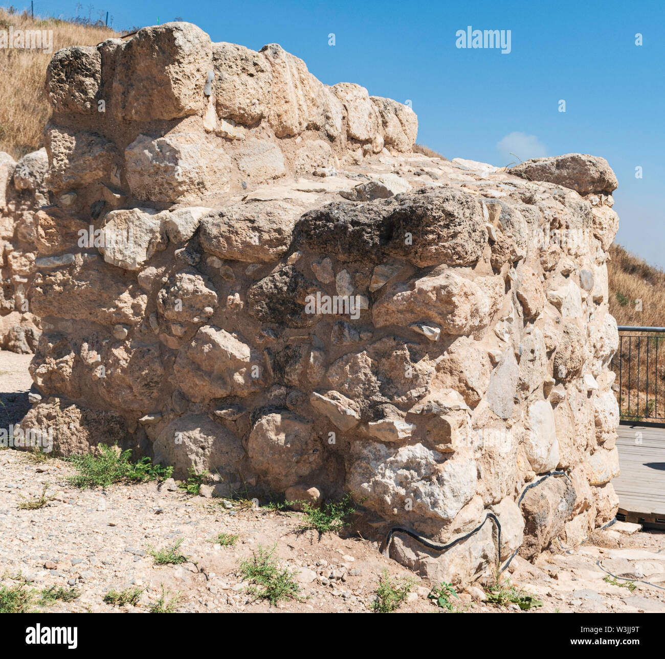 closeup of the northwest stone tower at the entrance to the tel lackish archaeological site in central israel Stock Photo