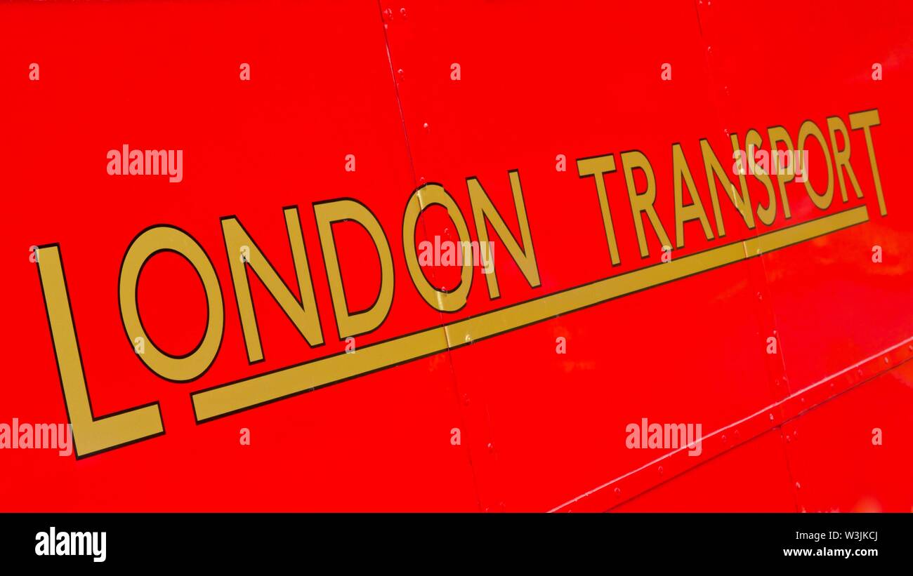 London Transport logo on a double-decker bus Stock Photo - Alamy