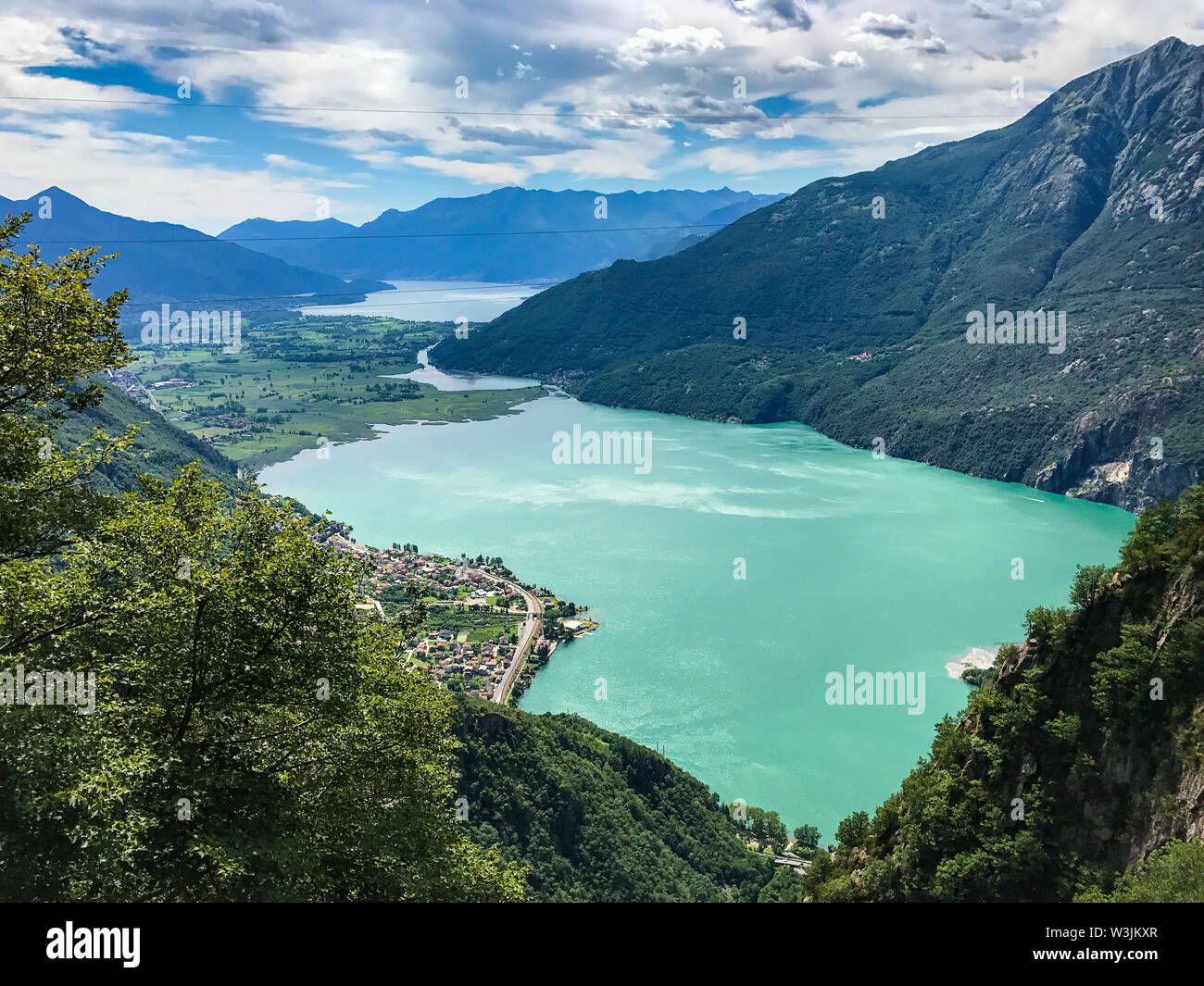 view of Lake Como and Lake Mezzola from the pre-Alps Stock Photo