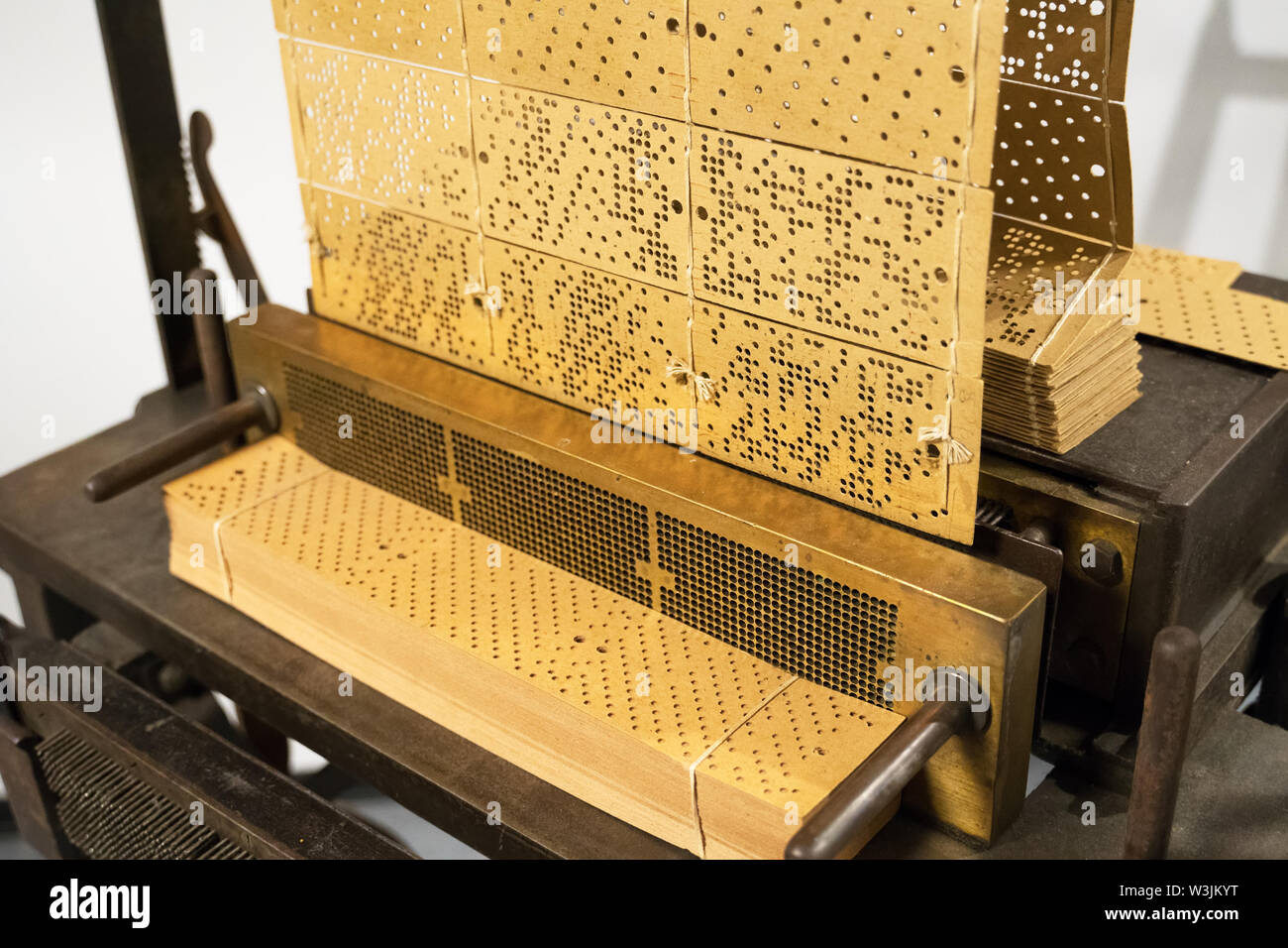 Jacquard card copying machine. Used to copy the cards for Jacquard loom Stock Photo Alamy