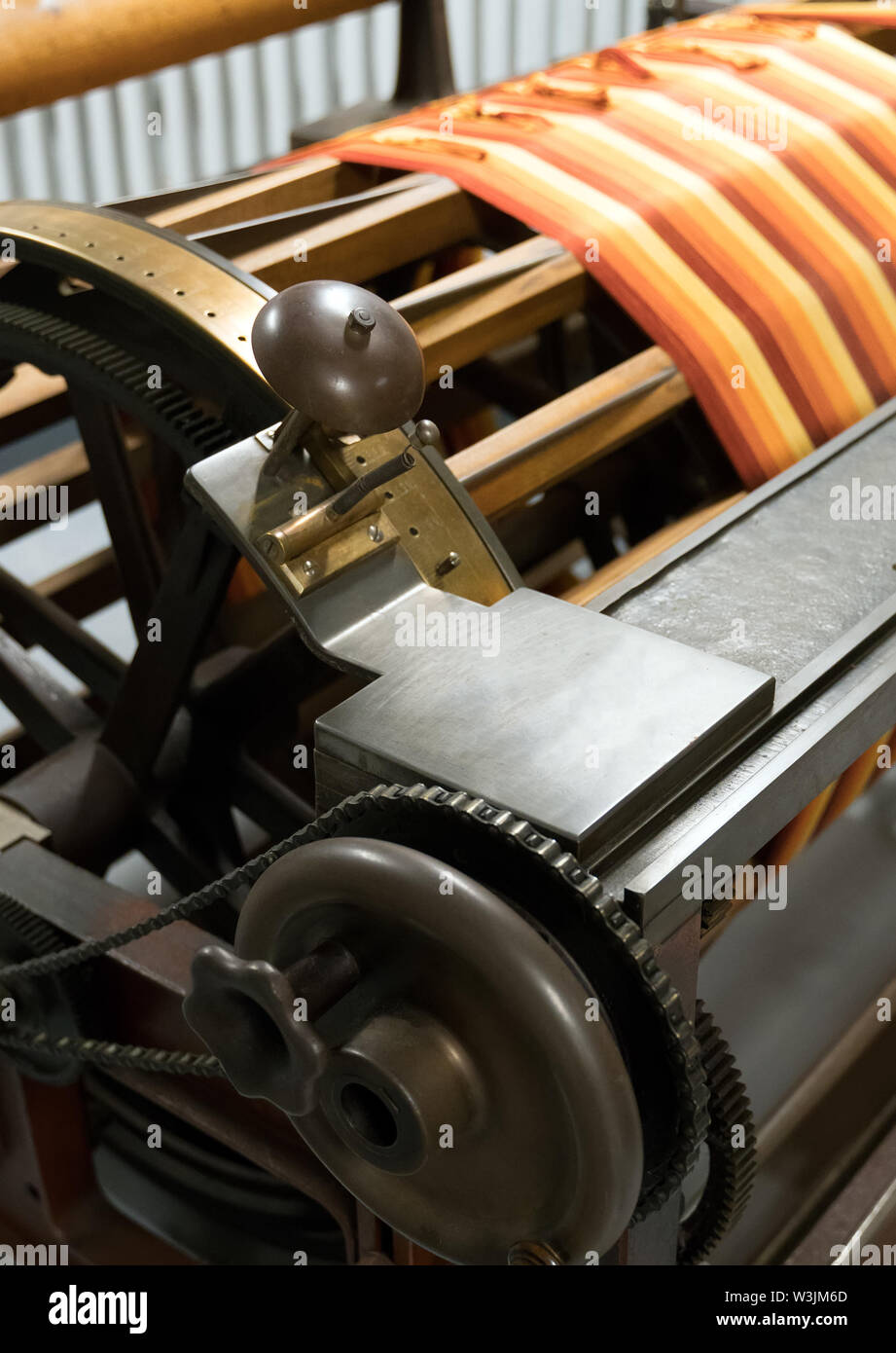Sectional warping machine. Used to prepare the warp on the beam Stock Photo Alamy