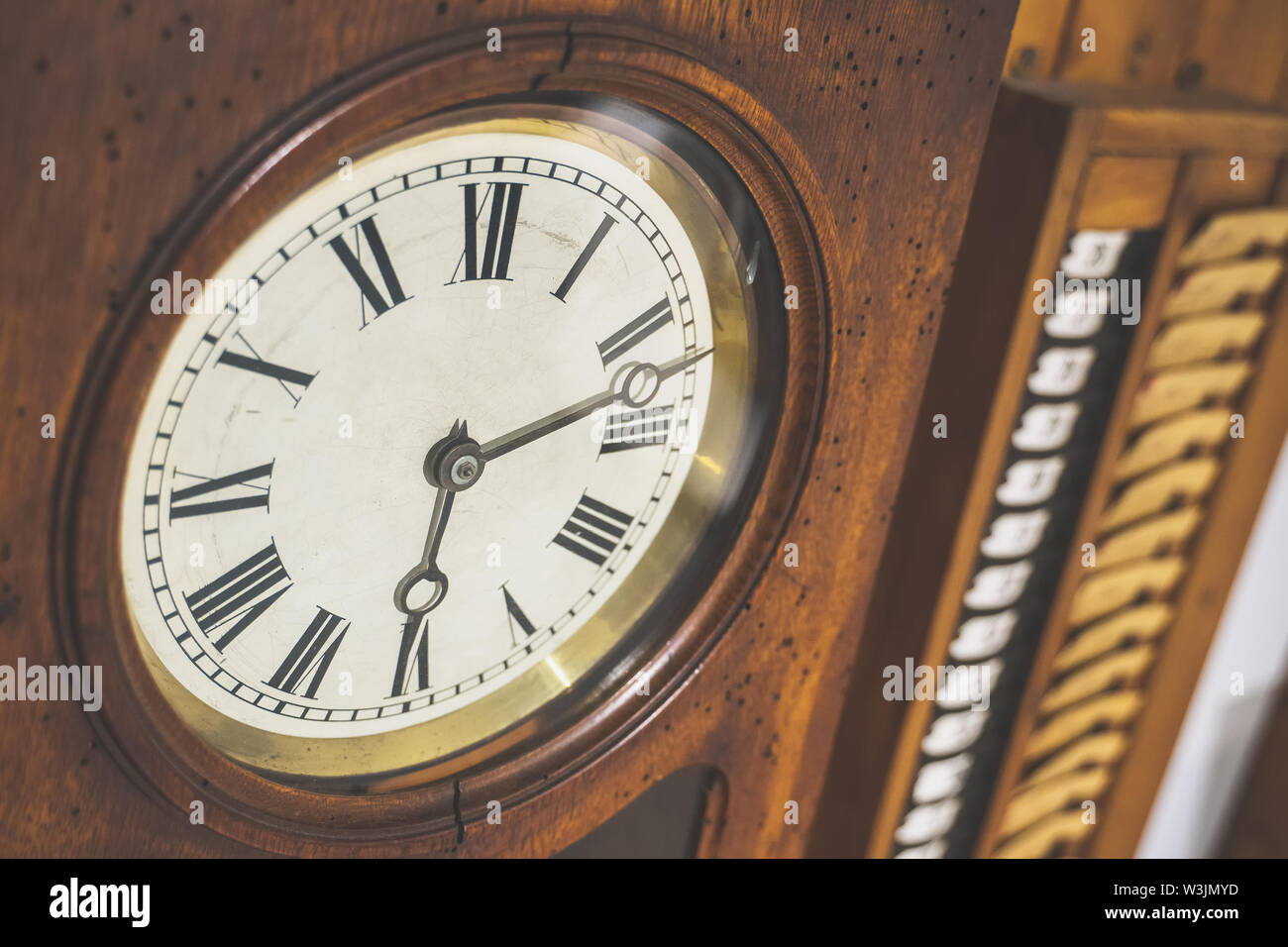 Retro checkingin clock. Used by workers to clockin and to clockout