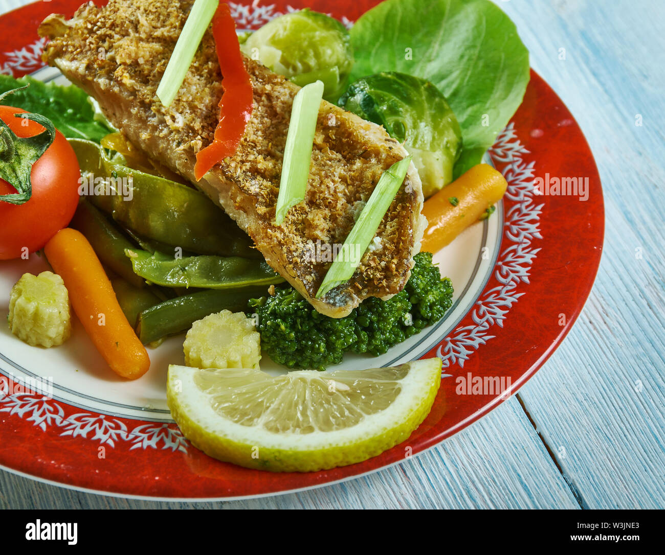 Baked massaman snapper, delicious baked curried fish. Stock Photo