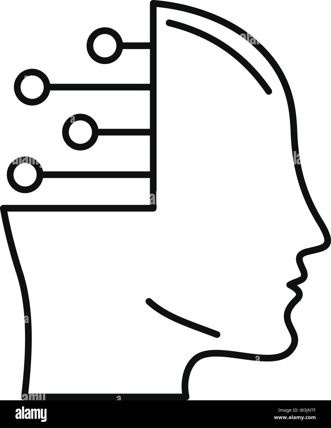 Smart ai head icon. Outline smart ai head vector icon for web design