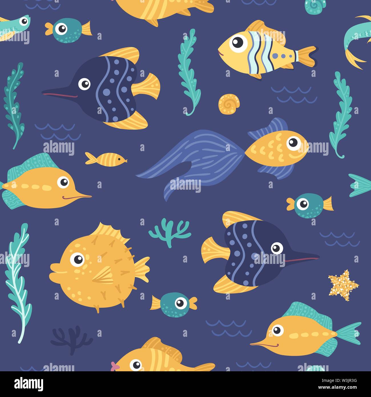 Seamless pattern with fish. Vector illustration for your design Stock ...