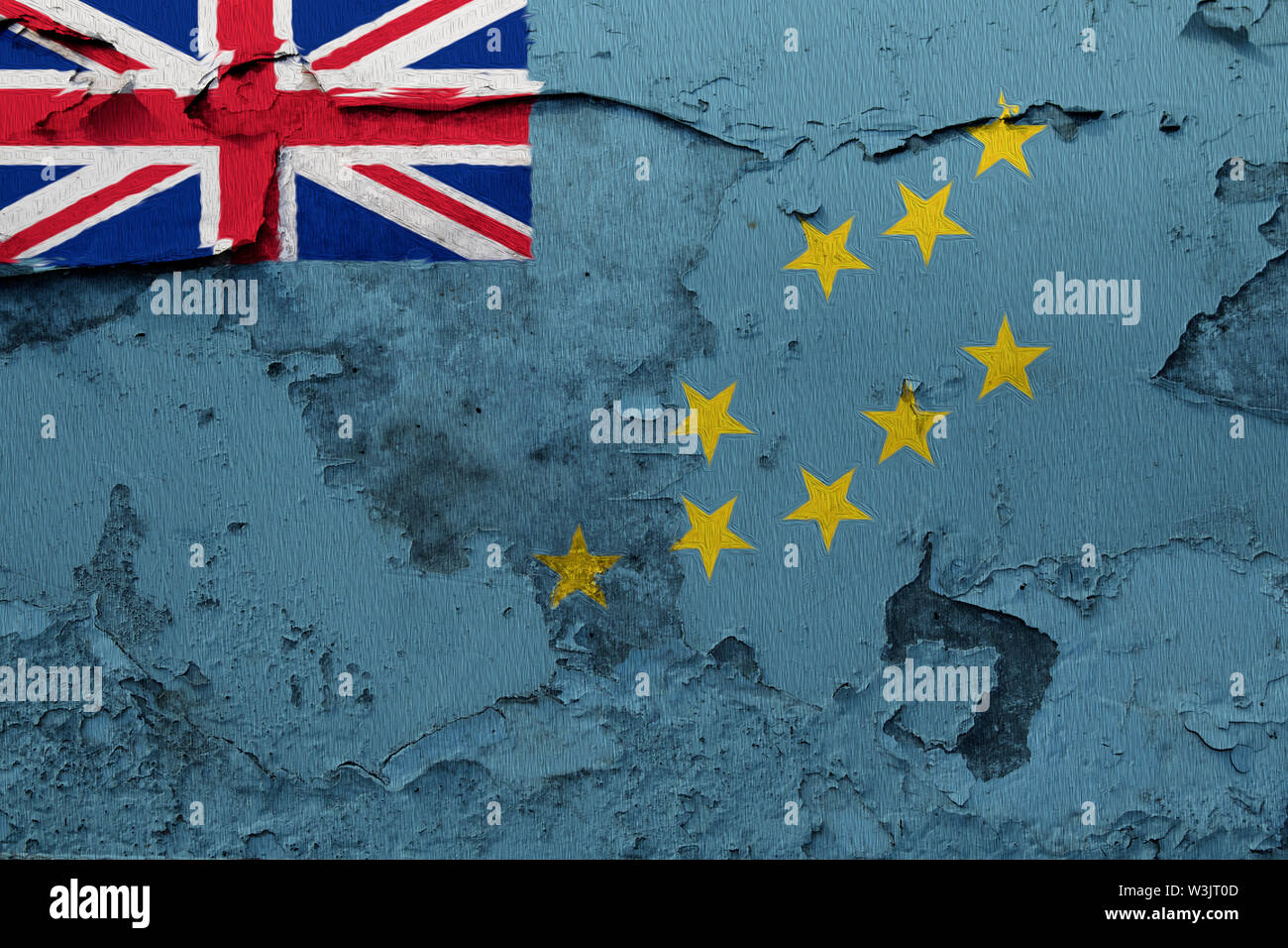 flag painted on the cracked grunge concrete wall Stock Photo - Alamy