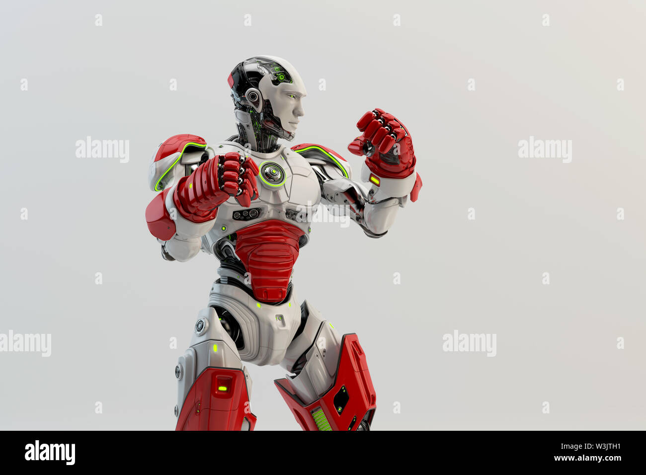 Robot boxer in rack stand, 3d rendering Stock Photo