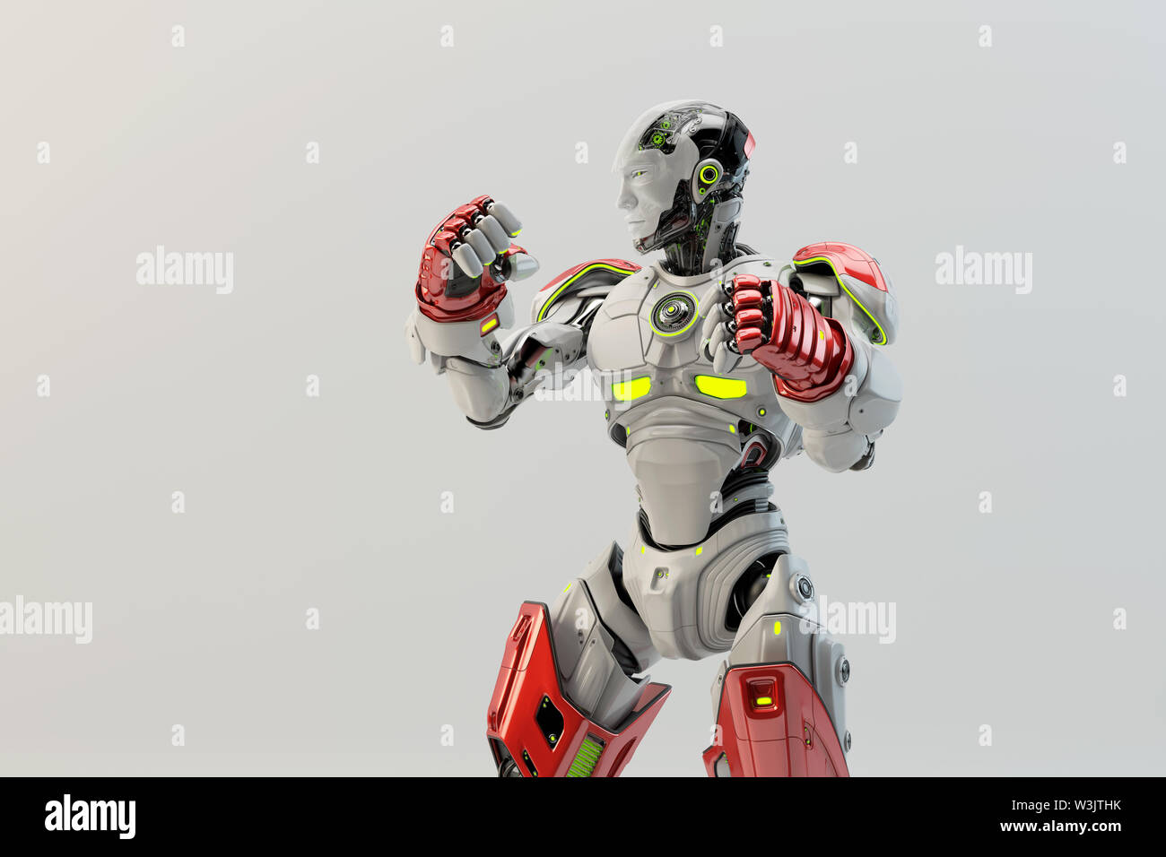 Robot boxer in rack stand, 3d rendering Stock Photo
