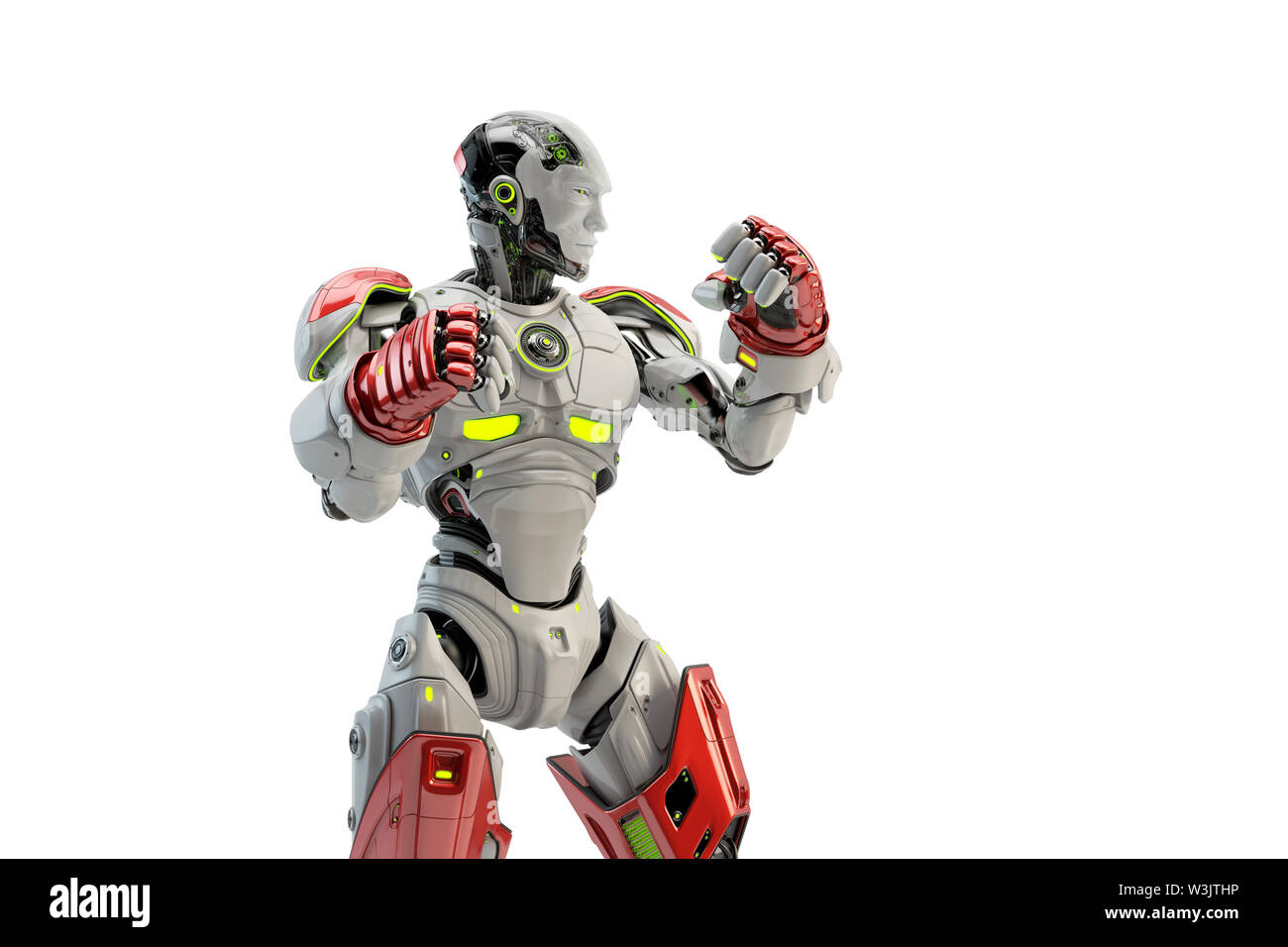 Robot boxer in rack stand, 3d rendering Stock Photo