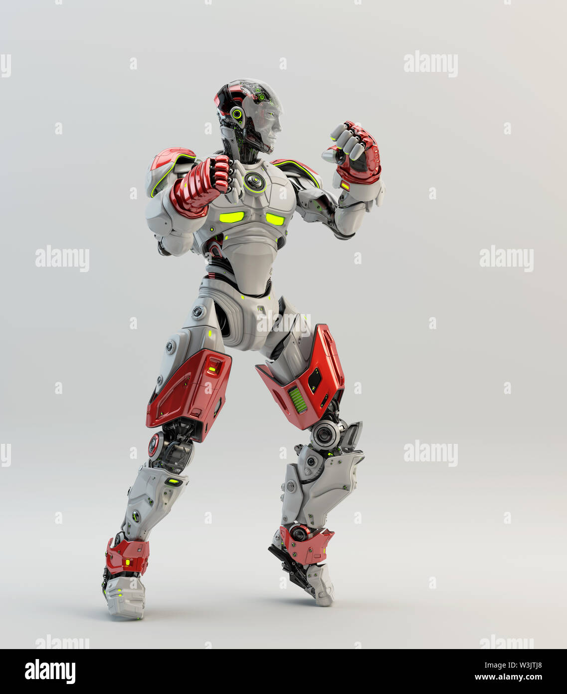 Robot boxer in rack stand, 3d rendering Stock Photo