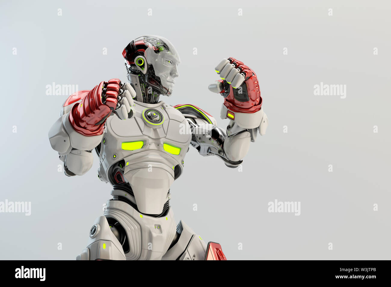 Robot boxer in rack stand, 3d rendering Stock Photo