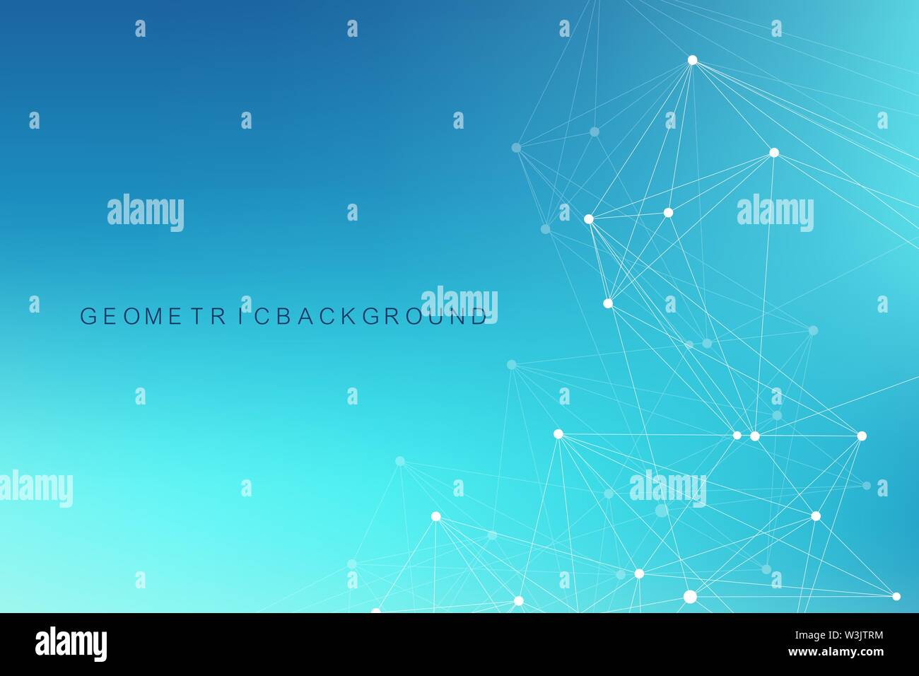 Technology abstract background with connected line and dots. Big data visualization. Artificial Intelligence and Machine Learning Concept Background Stock Vector