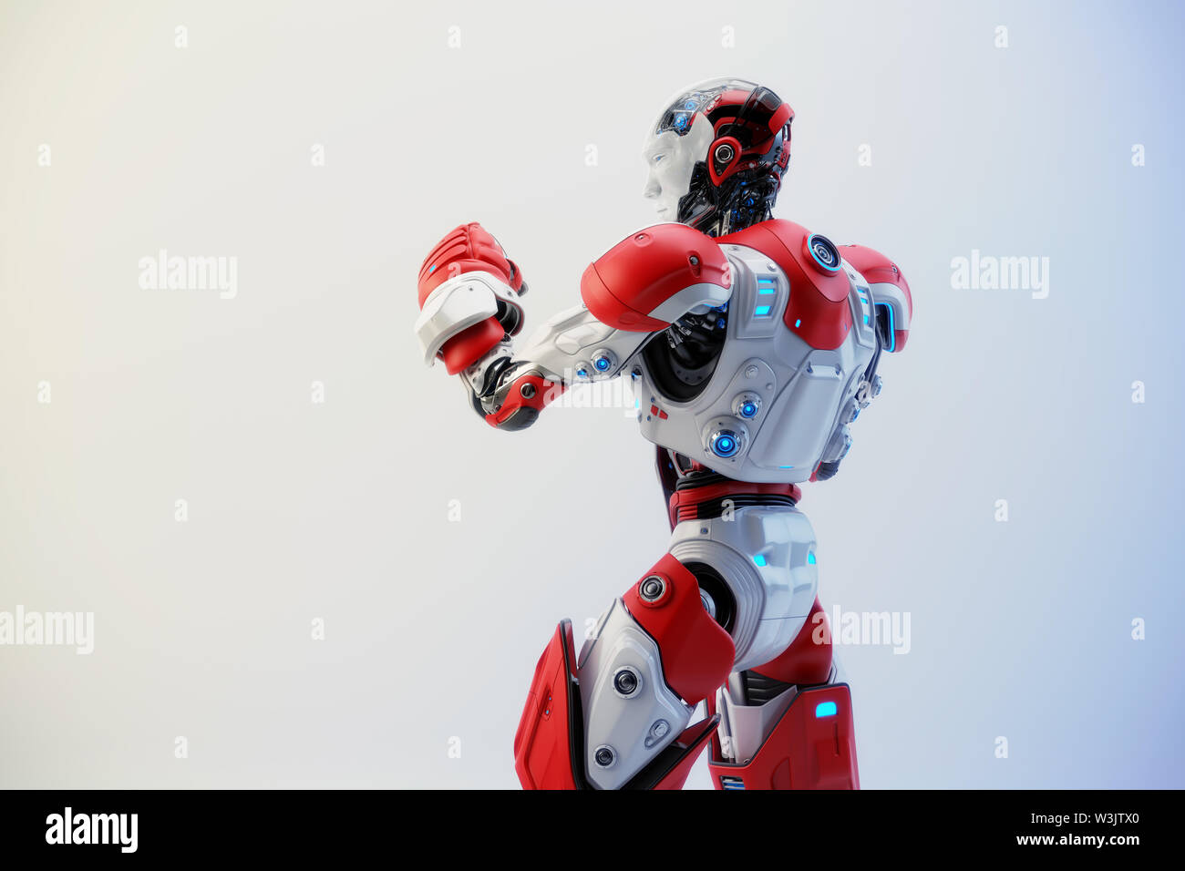 Robot boxer in rack stand, 3d rendering Stock Photo