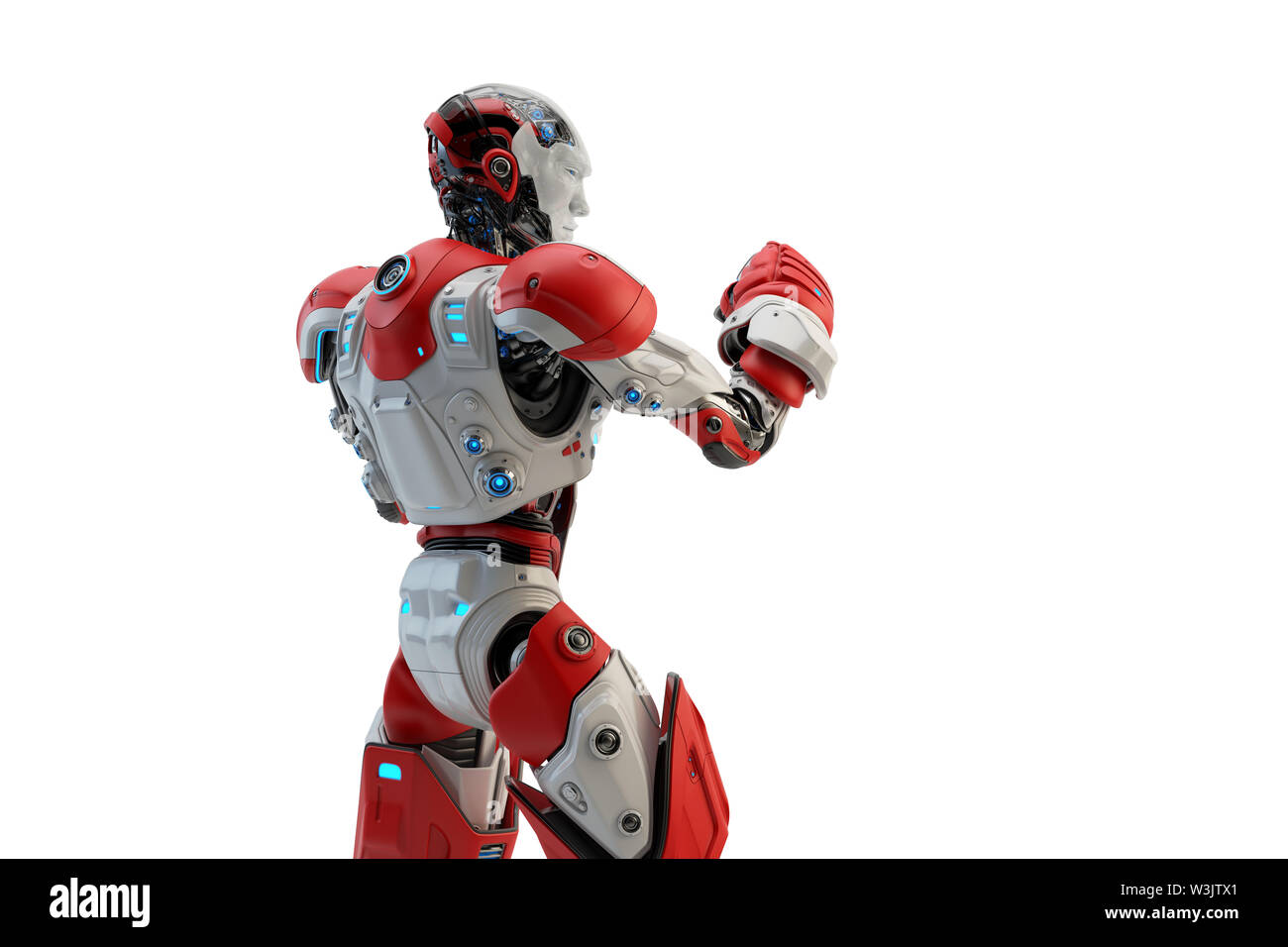 Robot boxer in rack stand, 3d rendering Stock Photo