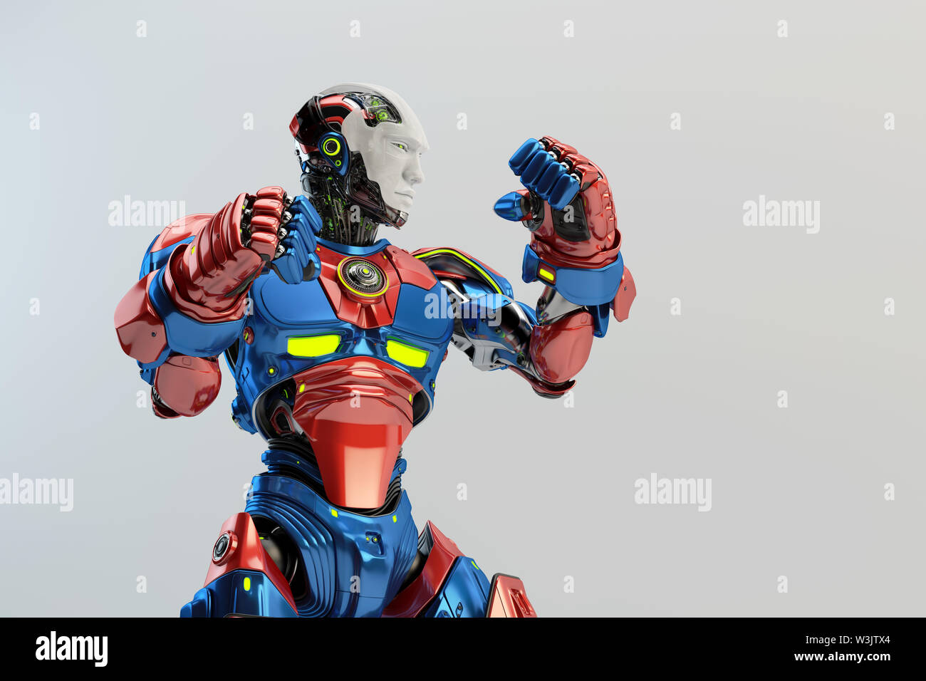 Robot boxer in rack stand, 3d rendering Stock Photo