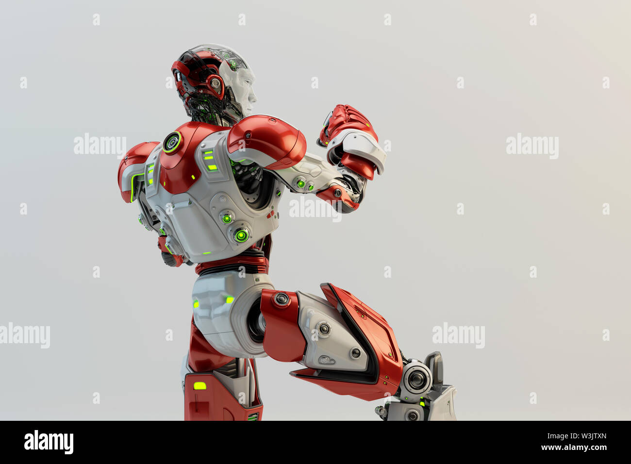 Robot boxer in rack stand, 3d rendering Stock Photo