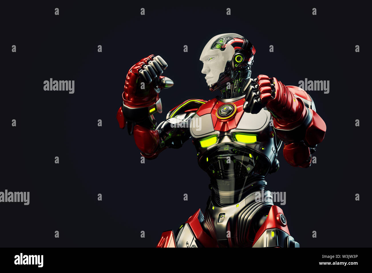 Robot boxer in rack stand, 3d rendering Stock Photo