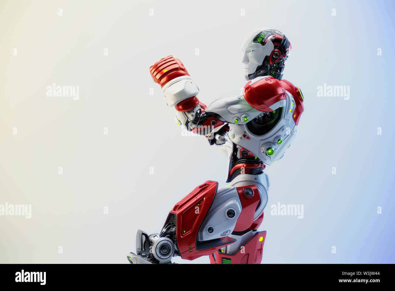 Robot boxer in rack stand, 3d rendering Stock Photo