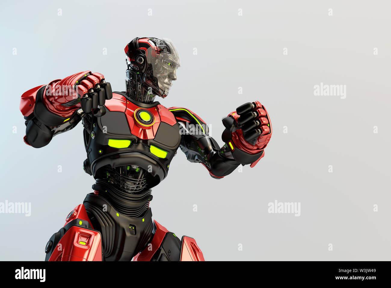 Robot boxer in rack stand, 3d rendering Stock Photo