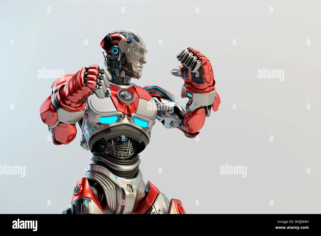 Robot boxer in rack stand, 3d rendering Stock Photo