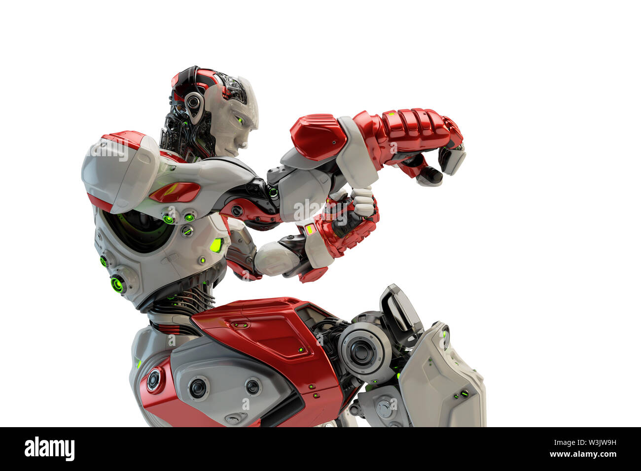 Robot boxer in rack stand, 3d rendering Stock Photo