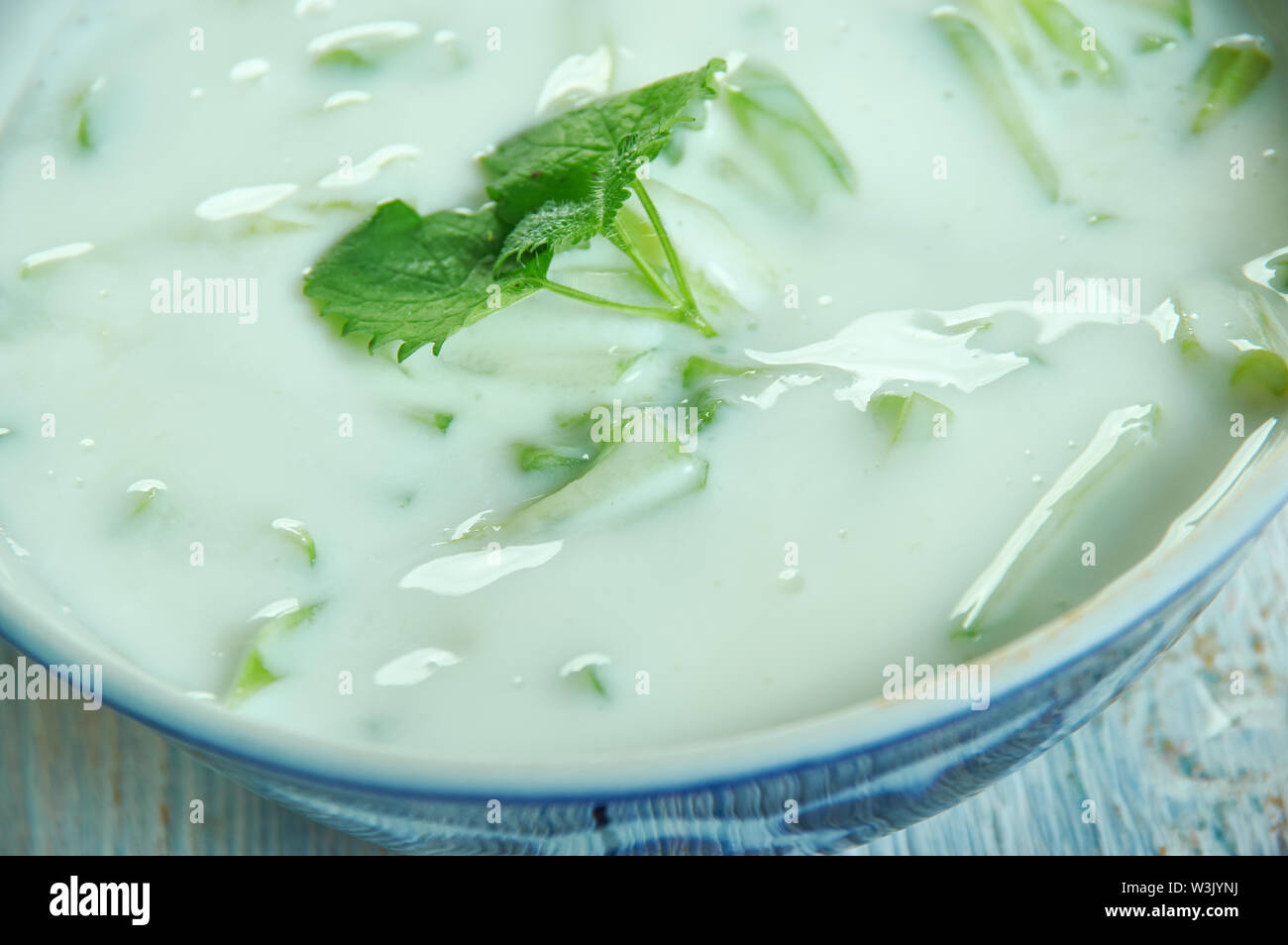 Mast-o Khiar, Persian cucumber and yoghurt dip, a mezze-style meal. Stock Photo