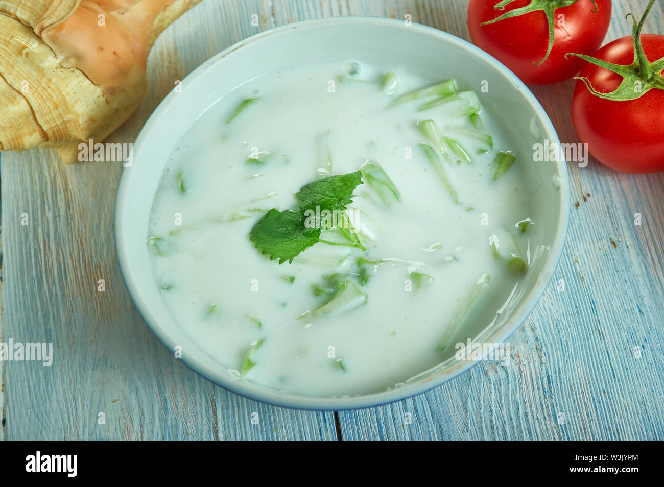 Mast-o Khiar, Persian cucumber and yoghurt dip, a mezze-style meal. Stock Photo