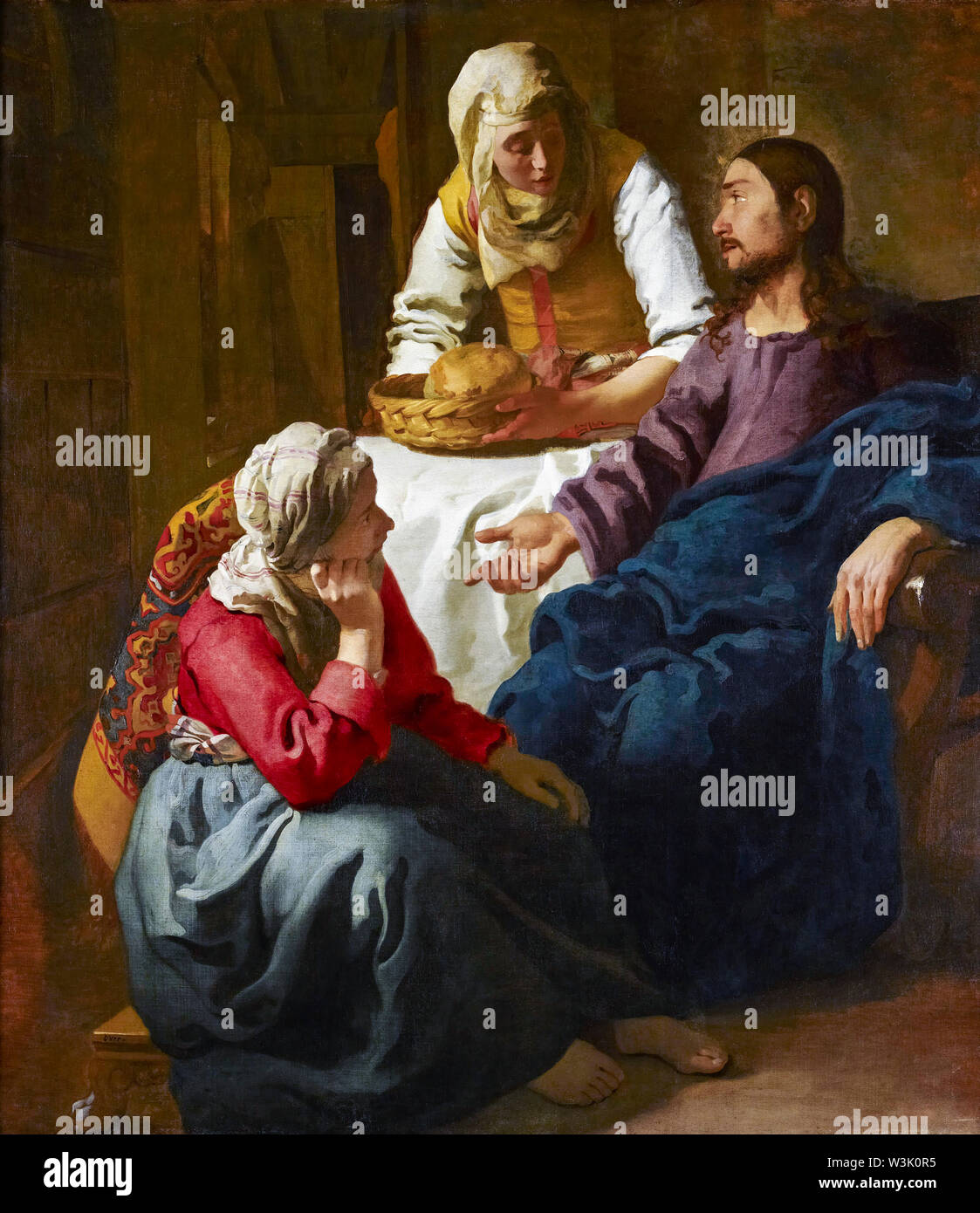 Johannes Vermeer, Christ in the House of Martha and Mary, painting, 1654-1656 Stock Photo