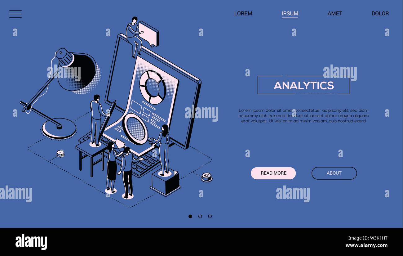 Analytics - line design style isometric web banner Stock Vector Image ...