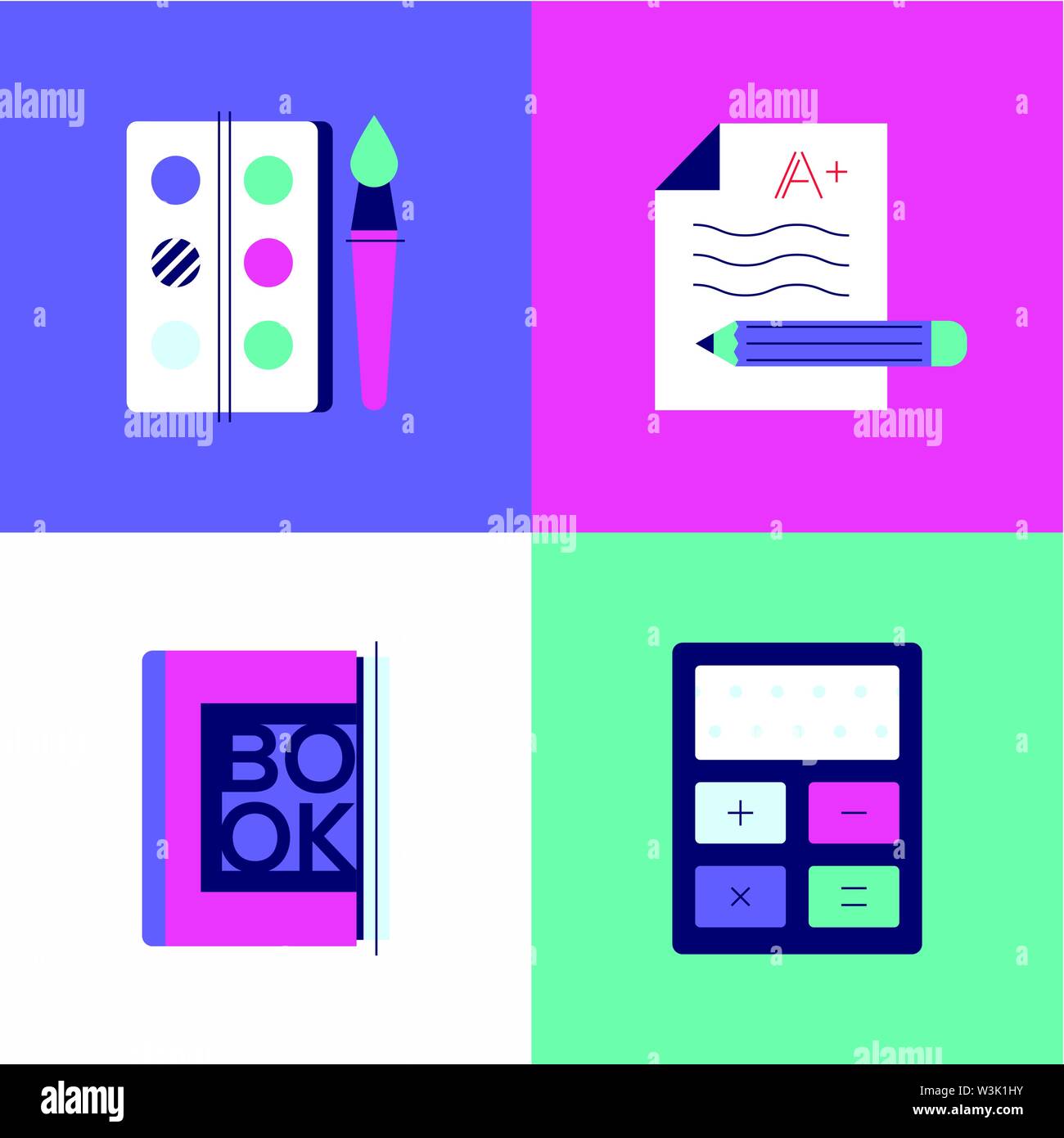 Education concept - colorful flat design style elements Stock Vector