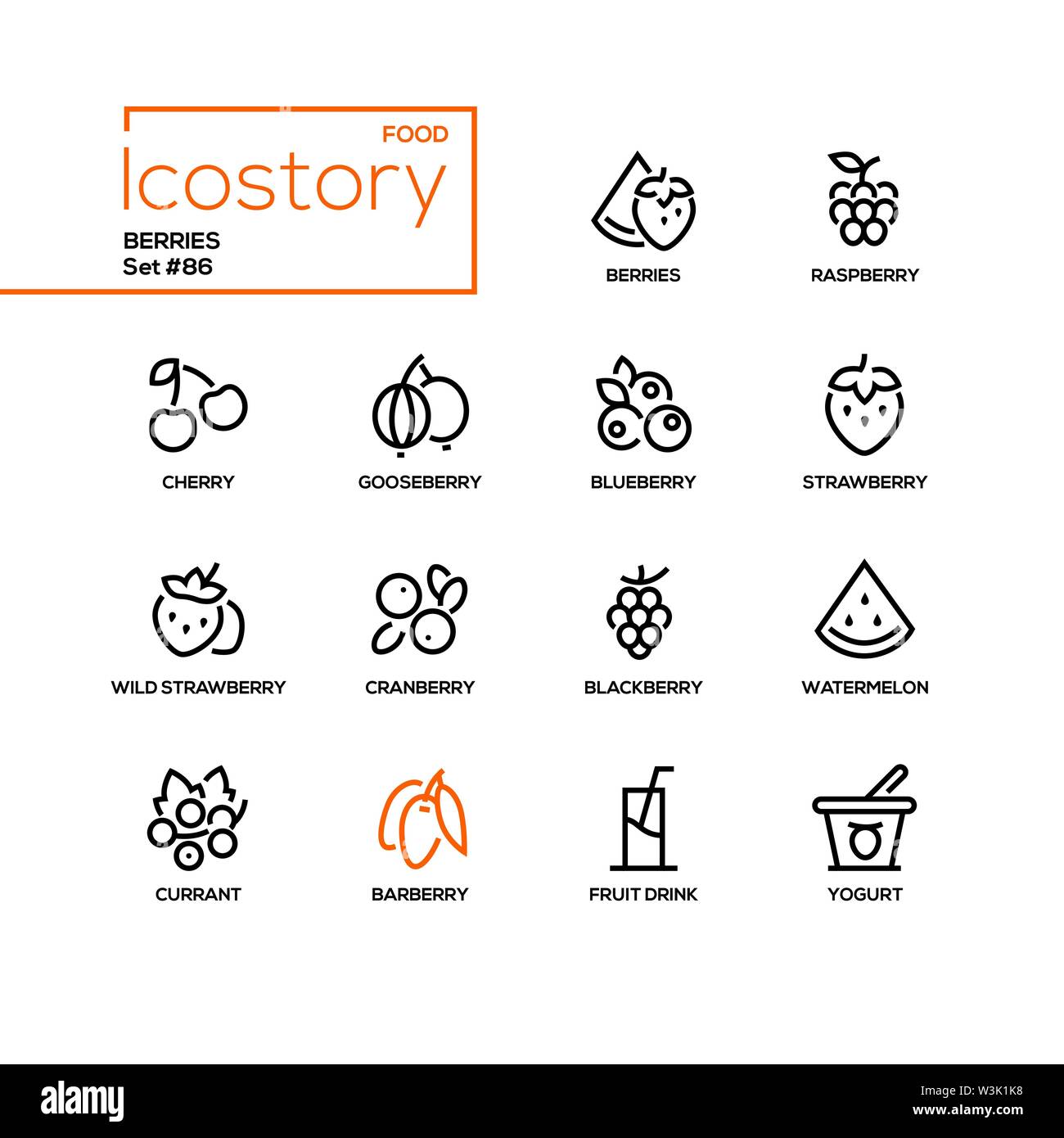 Berries - modern line design style icons set Stock Vector