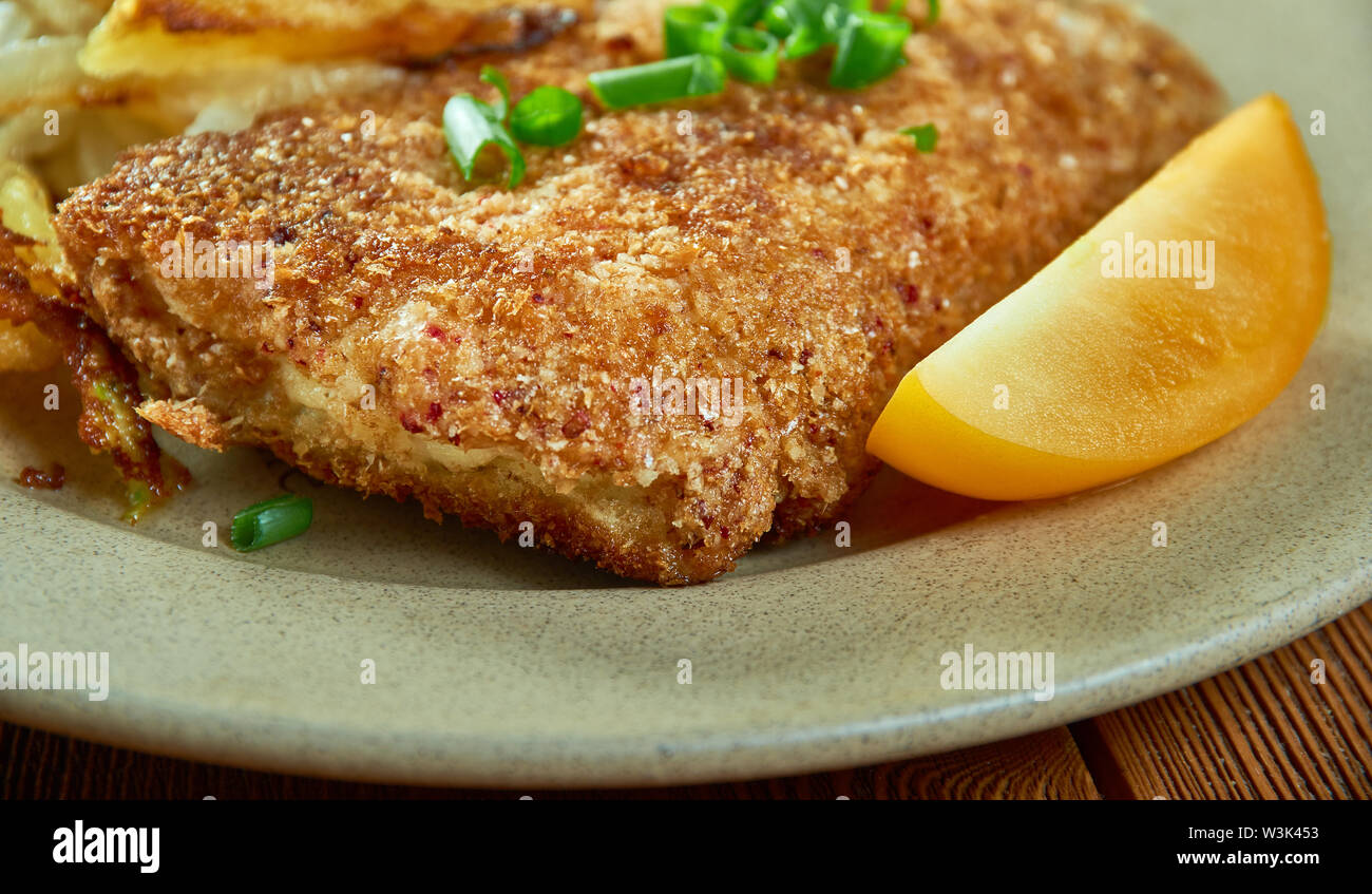Crumbed Snapper Cajun PanFried Crumbed Fish Stock Photo Alamy