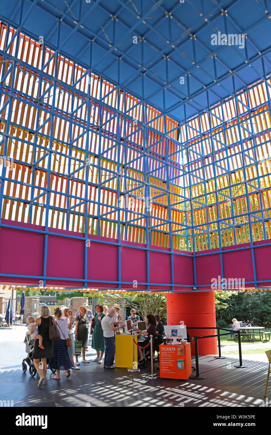 Interior view of The Colour Palace, the 2019 Dulwich Picture Gallery Pavillion by Pricegore Architects with Yinka Ilori. Stock Photo