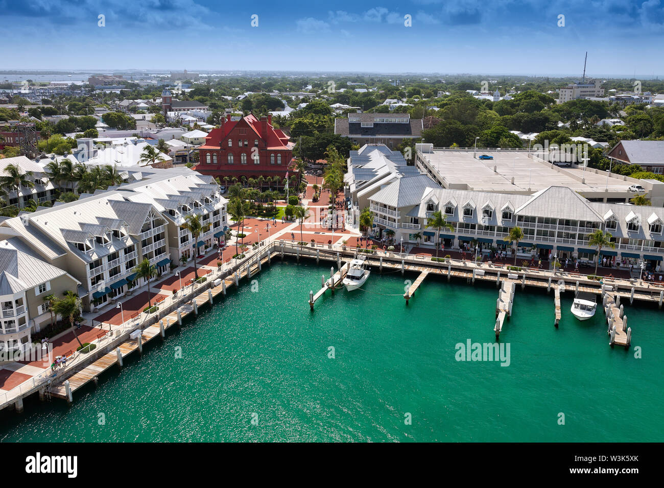 Key West, Florida - July 11, 2011:  Port of Key West filled with cruise ship passengers and tourists. Stock Photo