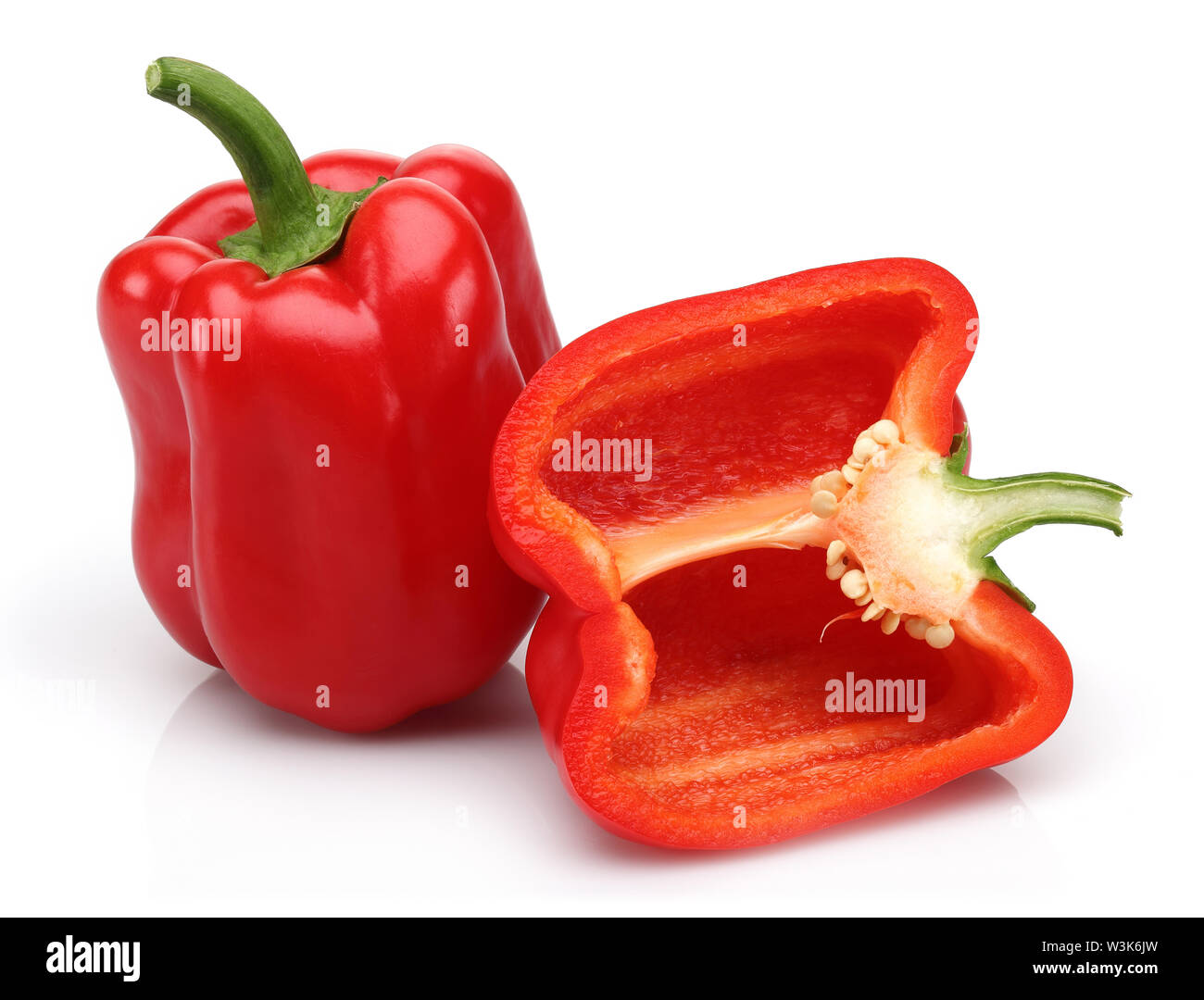 Red bell peppers isolated on white background Stock Photo - Alamy