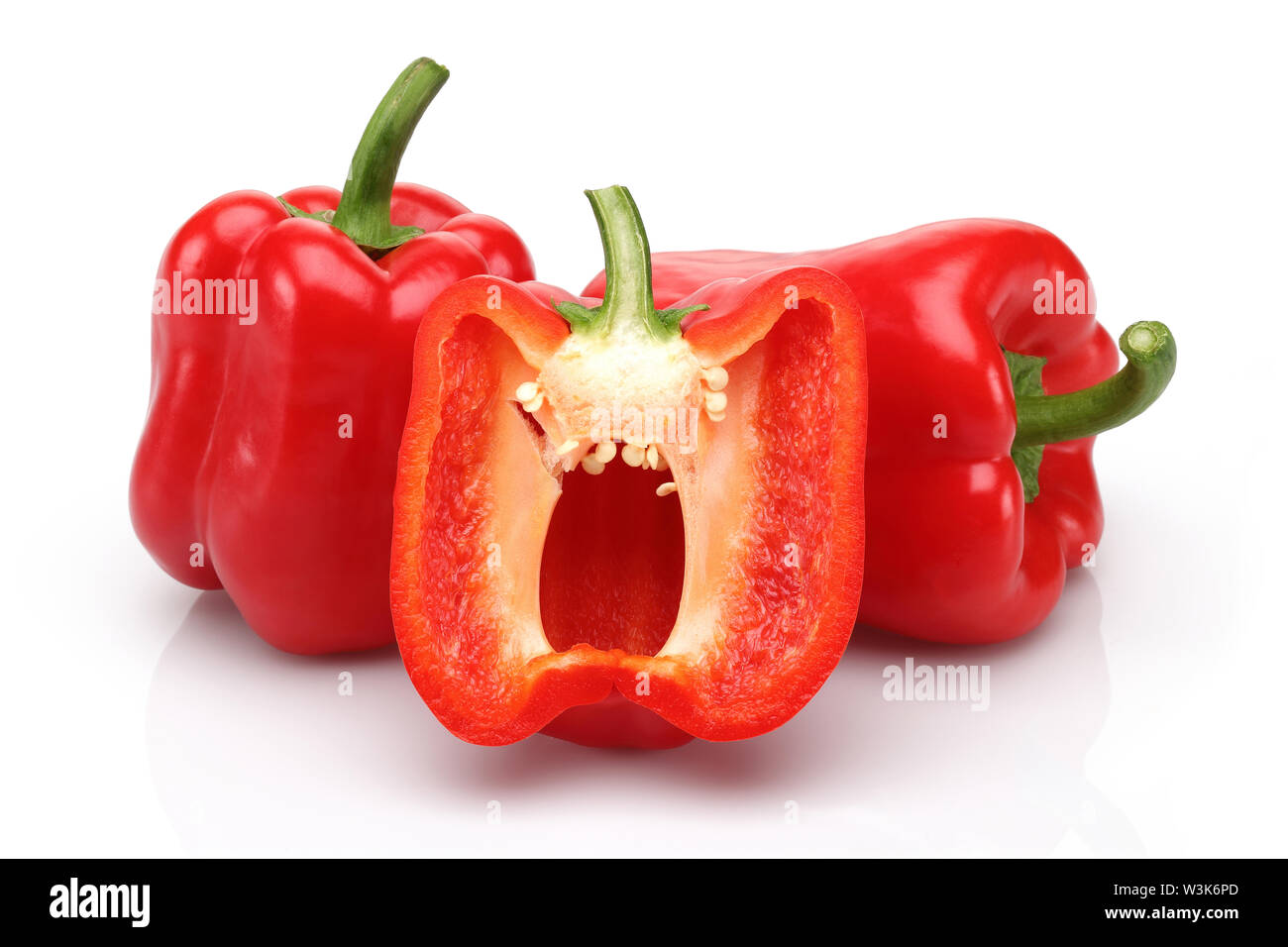 Red bell peppers isolated on white background Stock Photo - Alamy